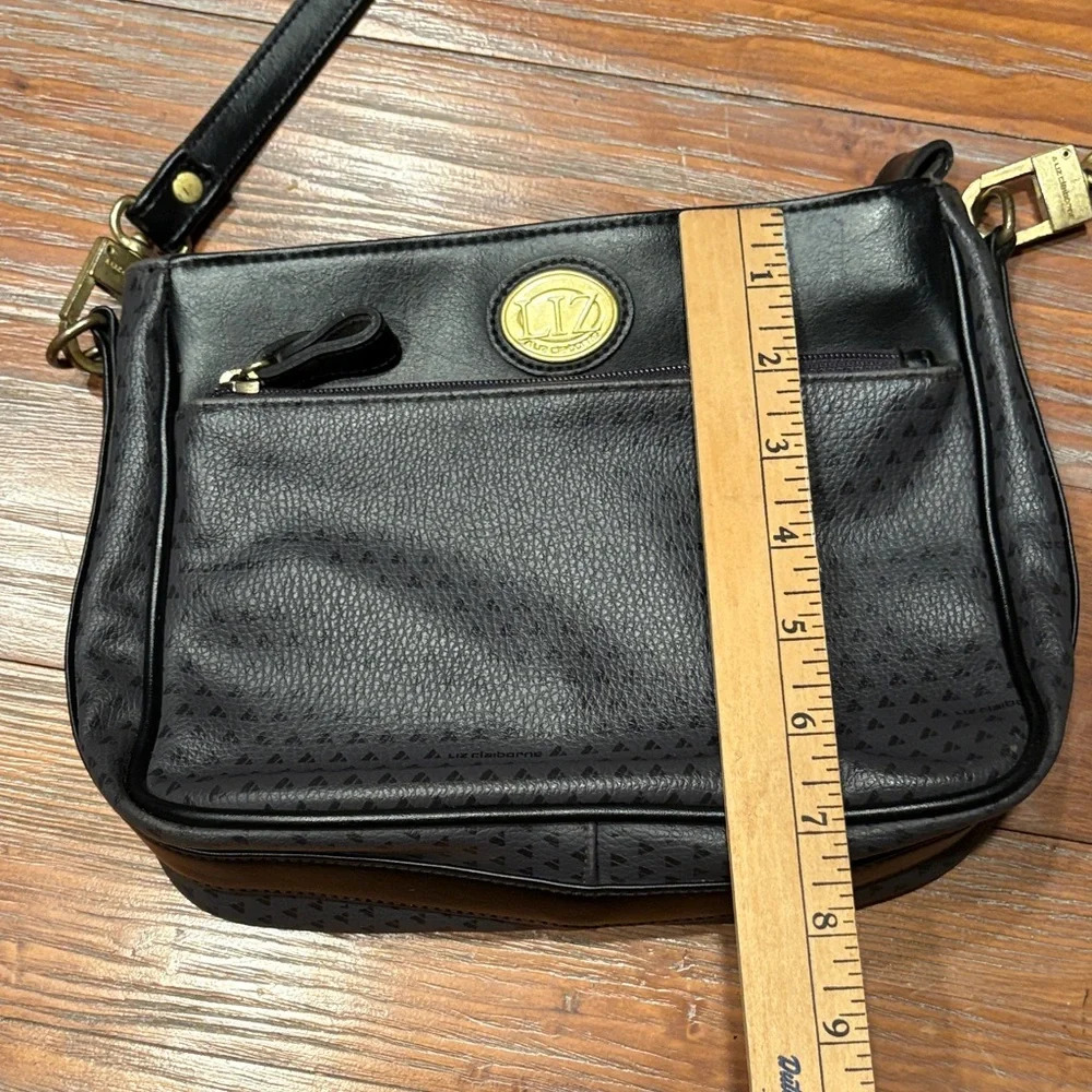 Liz Claiborne Black and Grey Crossbody Bag with Brass Accents - Picture 9 of 10